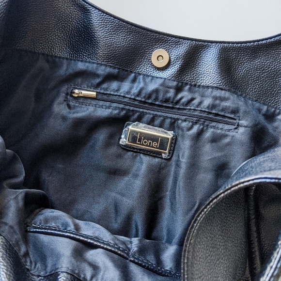 NWOT Lionel Black Leather & Suede Tote Purse Bag - Picture 4 of 8